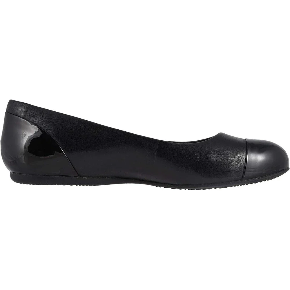 Softwalk Sonoma Ballet Flat Womens US 10.5 Black Leather Cap Toe Slip On RHS6669